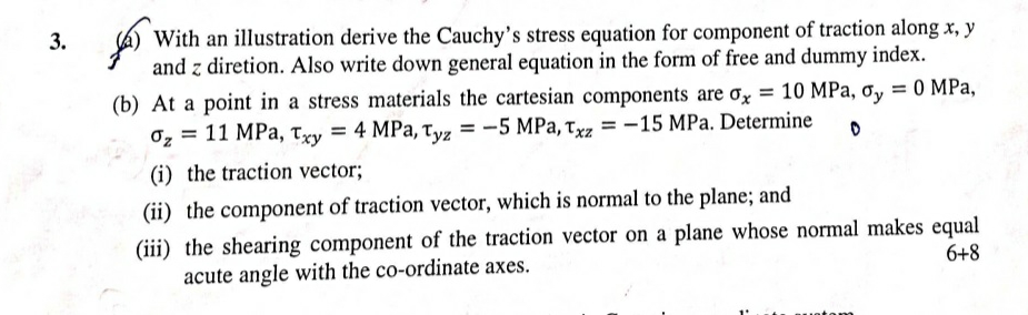 Solved (9) ﻿With an illustration derive the Cauchy's stress | Chegg.com