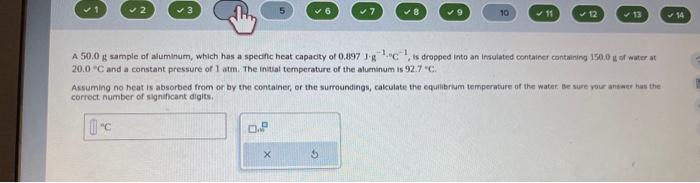 Solved 50.0 G Sample Of Aluminum, Which Has A Specific Heat | Chegg.com