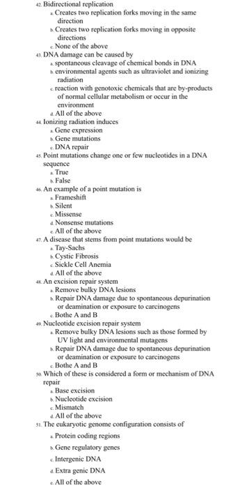 Solved 42. Bidirectional replication *. Creates two | Chegg.com