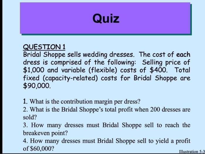 Solved QUESTION 1 Bridal Shoppe sells wedding dresses. The Chegg