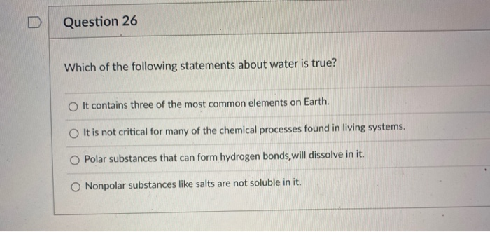 Solved Question 26 Which of the following statements about | Chegg.com