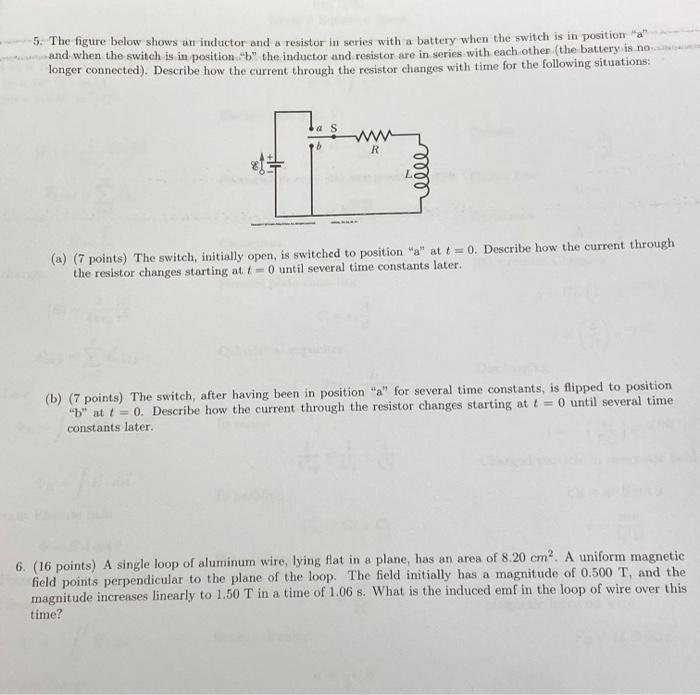 Solved 5. The Figure Below Shows An Inductor And A Resistor | Chegg.com