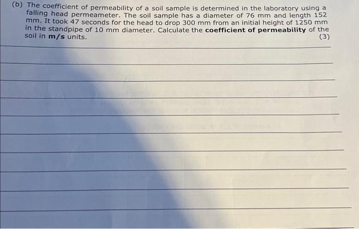 Solved The coefficient of permeability of a soil sample is | Chegg.com