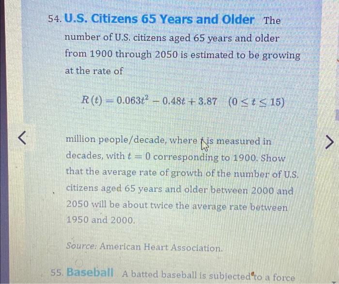 Solved 54. U.S. Citizens 65 Years and Older The number of | Chegg.com
