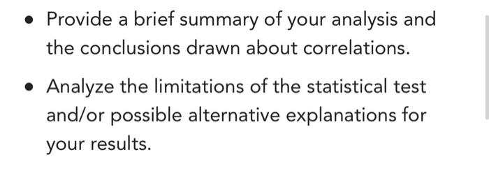 Solved - Provide a brief summary of your analysis and the | Chegg.com