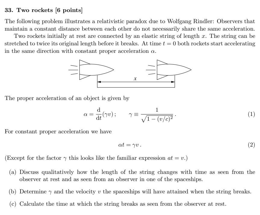 Solved 33. Two Rockets [ 6 Points] The Following Problem | Chegg.com