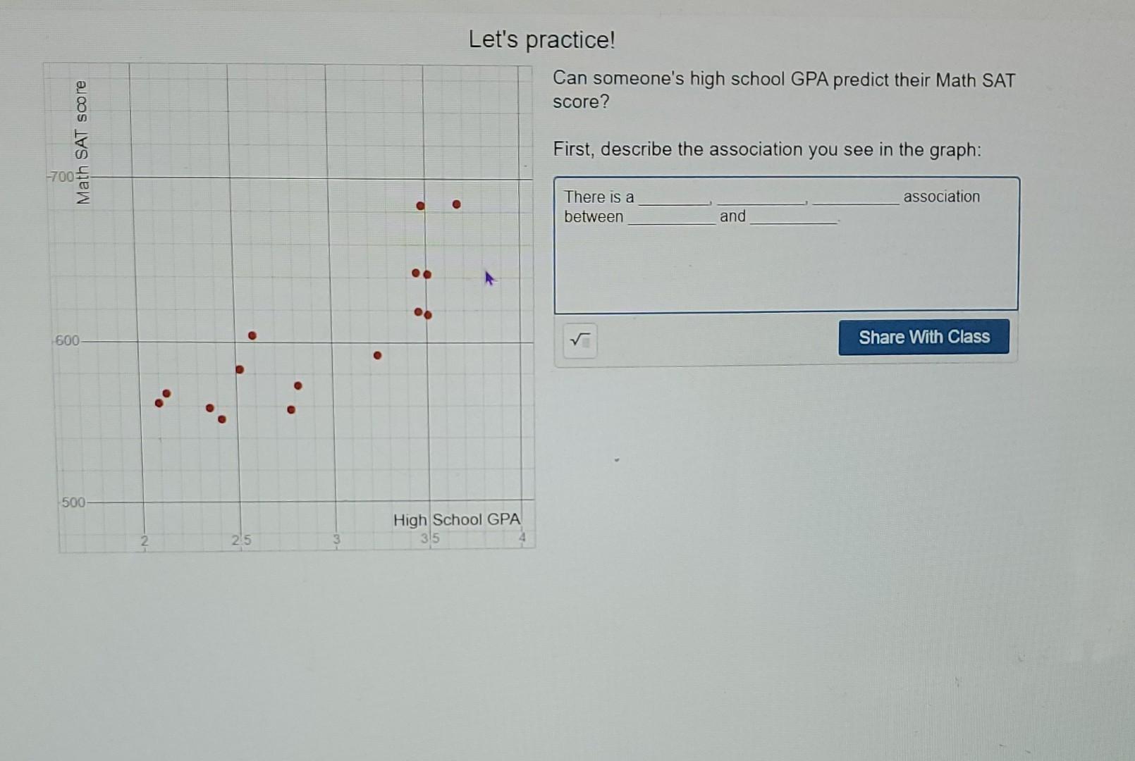 Solved Let's practice! Can someone's high school GPA predict | Chegg.com