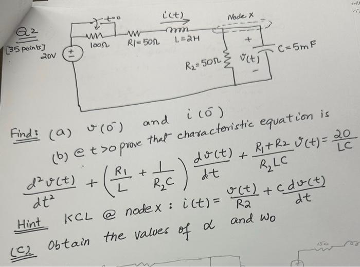 Solved Find:(a) V(0-) And I (0)(b) @ T>0 Prove That | Chegg.com