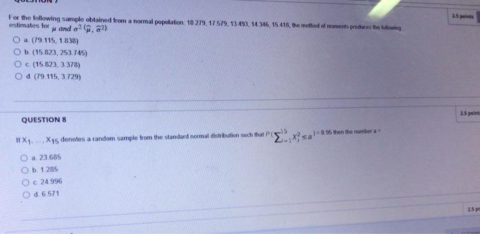 Solved 25 points For the following sample obtained from a | Chegg.com