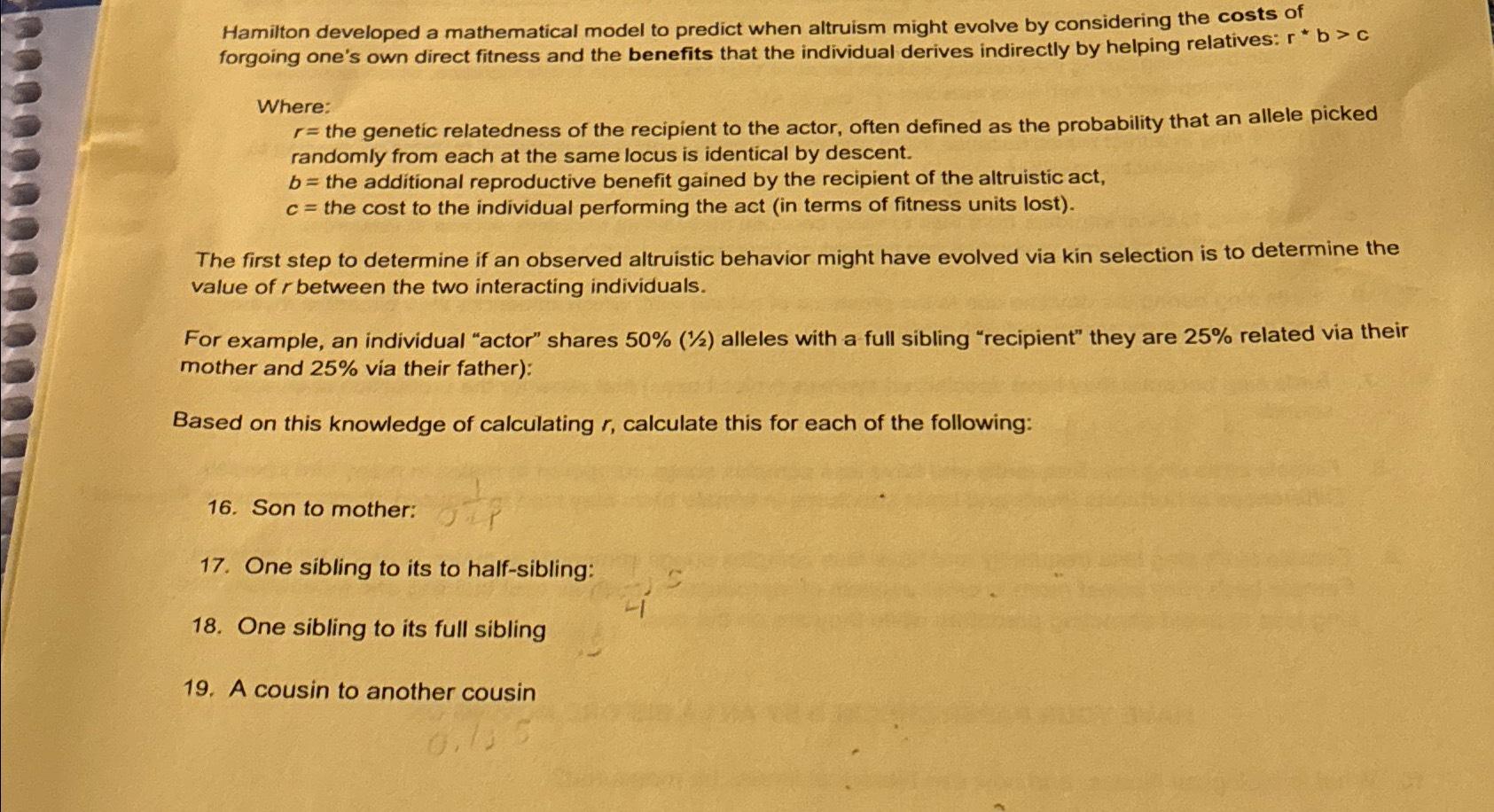Solved Hamilton developed a mathematical model to predict