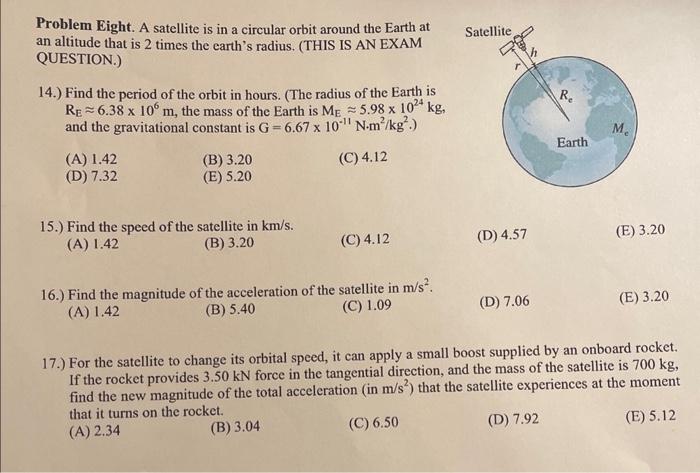 Problem Eight. A Satellite Is In A Circular Orbit | Chegg.com