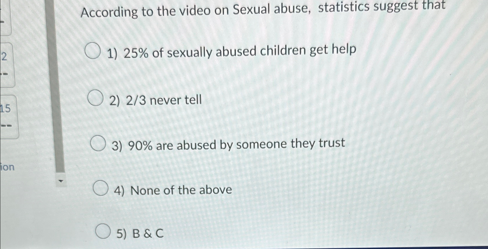 Solved According to the video on Sexual abuse, statistics | Chegg.com