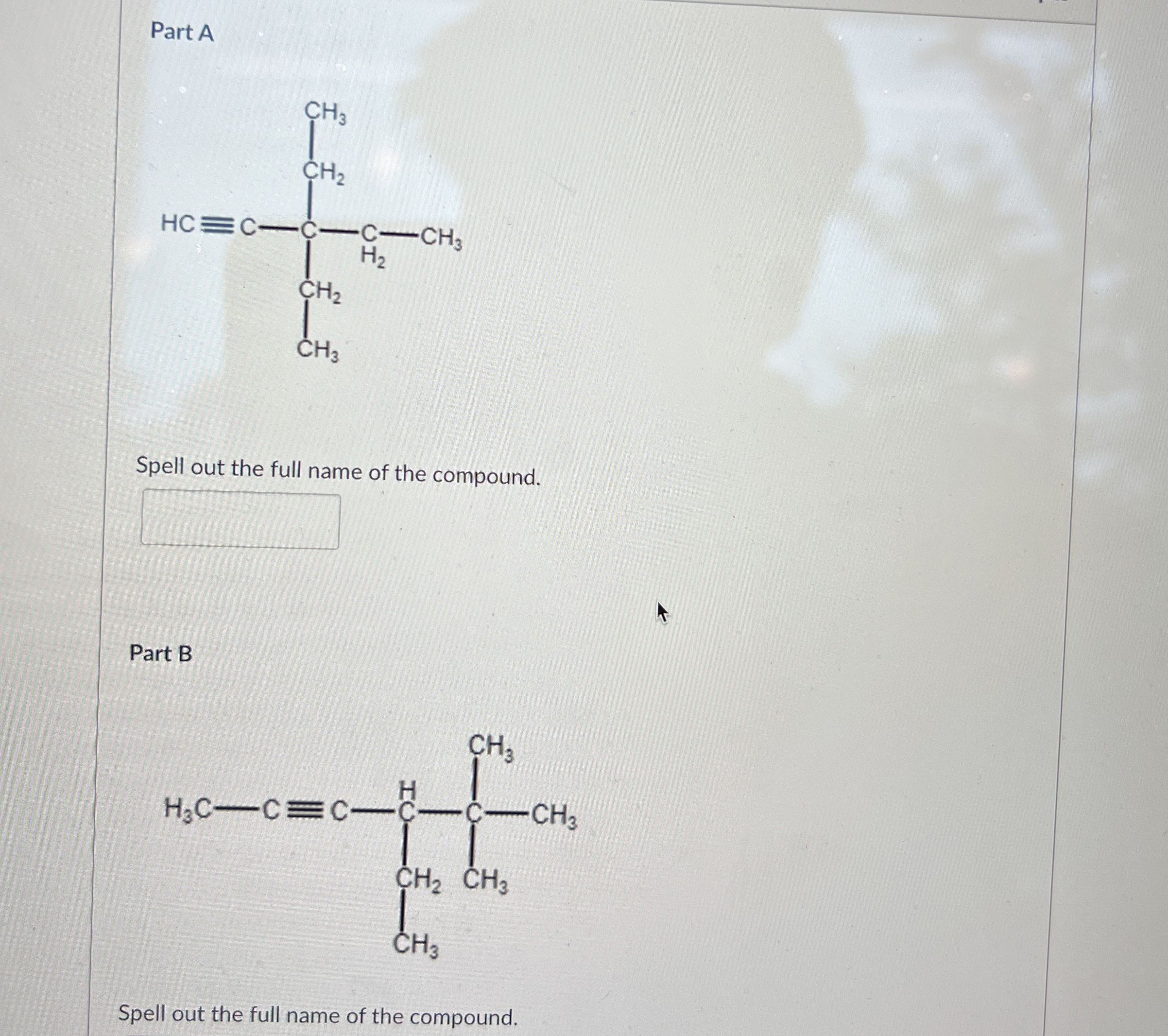 Solved Part ASpell out the full name of the compound.Part | Chegg.com