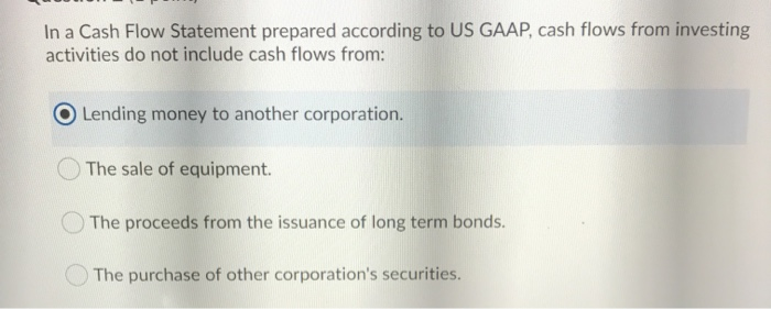 cash flows from investing do not include cash flows from