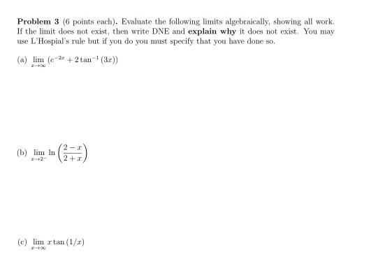 Solved Problem 3 (6 points each). Evaluate the following | Chegg.com