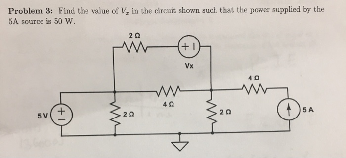 Solved Problem 3: Find the value of V, in the circuit shown | Chegg.com