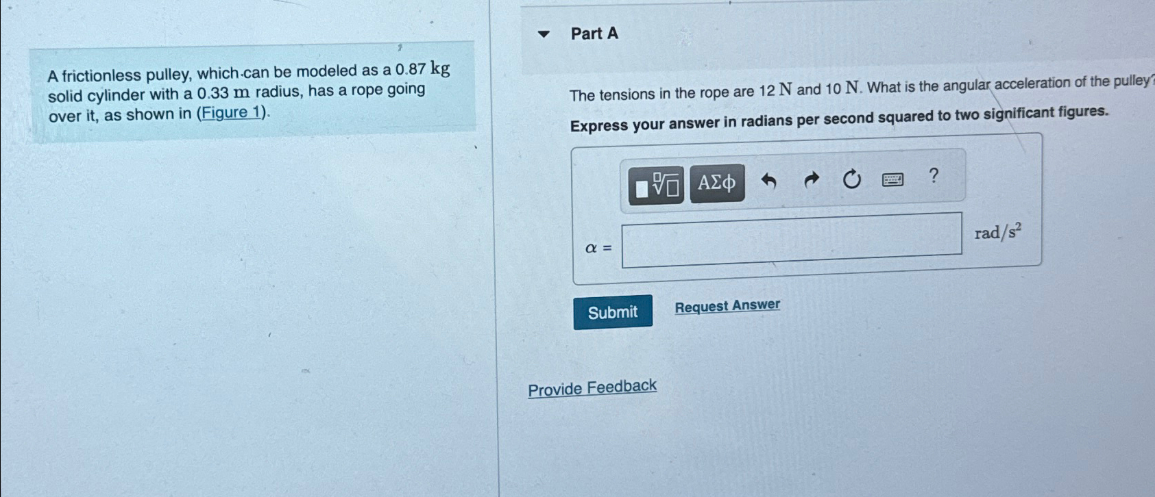 Solved Part AA frictionless pulley, which can be modeled as
