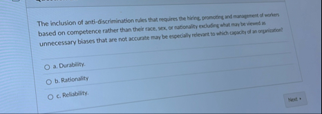 Solved The inclusion of anti-discrimination rules that | Chegg.com