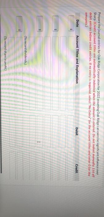 Solved Prepare the journal entries for Oak Ridge Corporation | Chegg.com