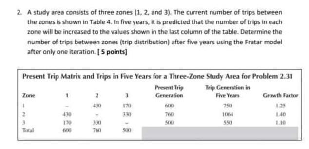 Solved 2. A study area consists of three zones (1, 2 and 3). | Chegg.com