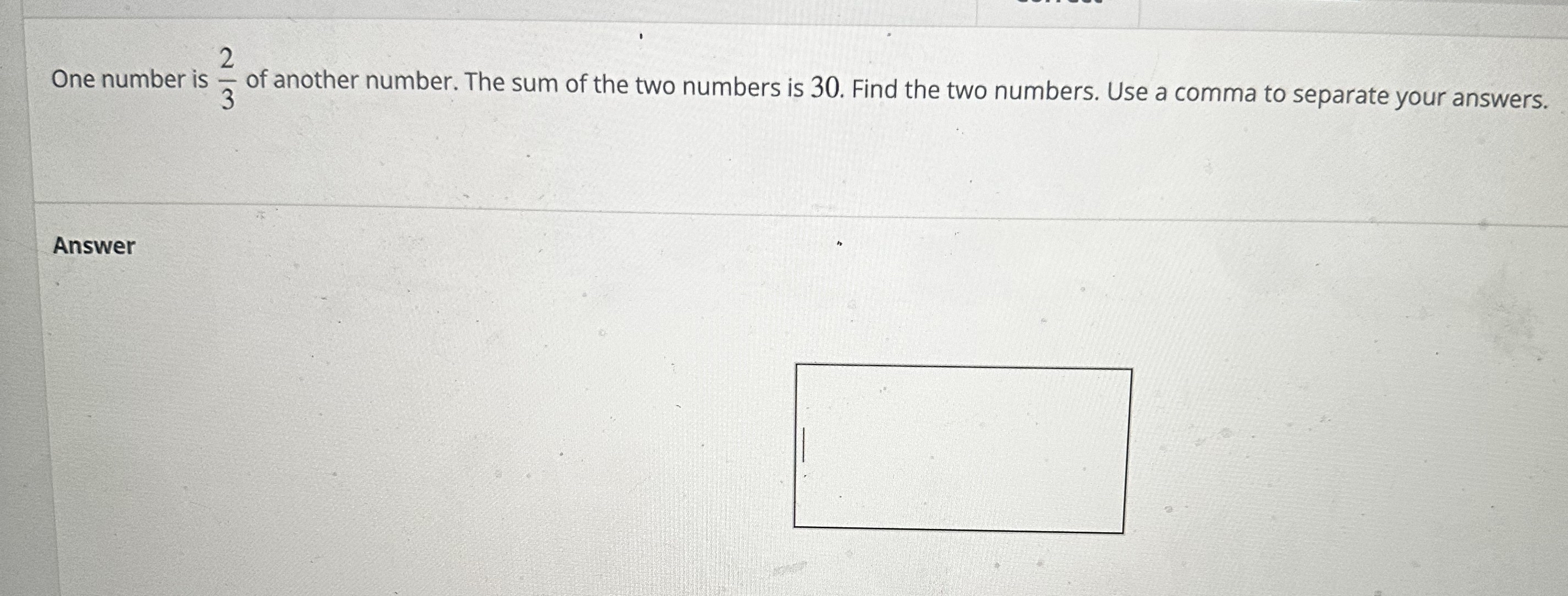 Solved One number is 23 ﻿of another number. The sum of the | Chegg.com