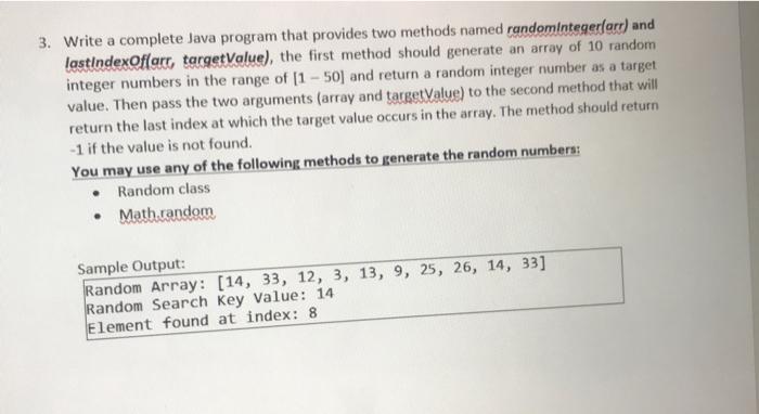Solved 3. Write a complete Java program that provides two | Chegg.com