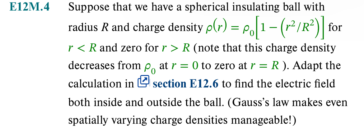 Solved E12M. 4 ﻿Suppose that we have a spherical insulating | Chegg.com