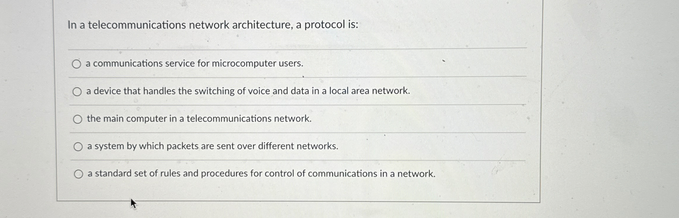Solved In a telecommunications network architecture, a | Chegg.com