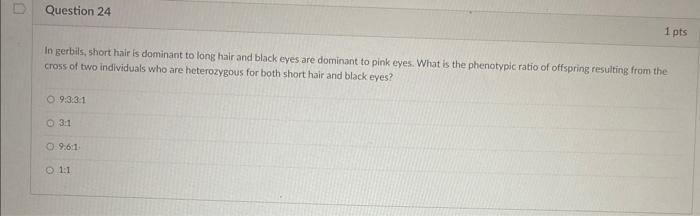Solved In gerbils, short hair is dominant to long hair and | Chegg.com
