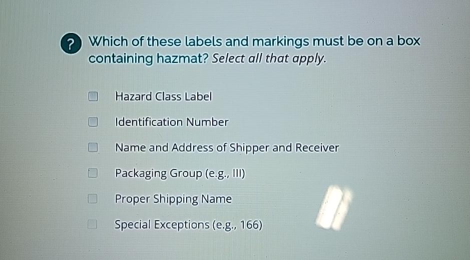 Solved Which of these labels and markings must be on a box