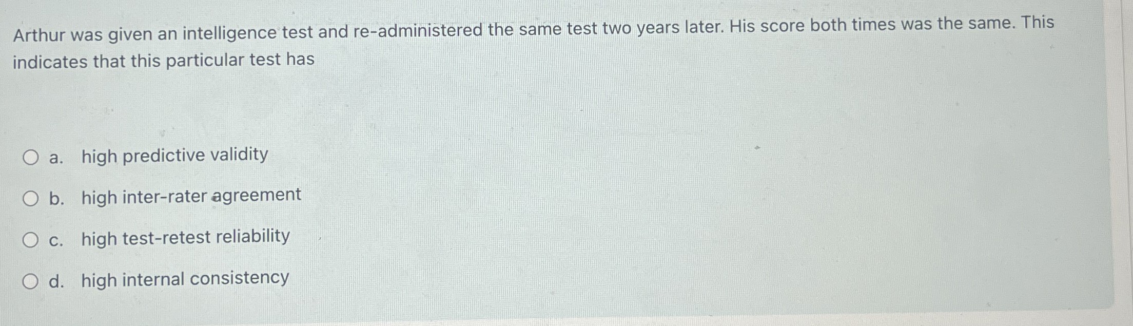 Solved Arthur was given an intelligence test and | Chegg.com