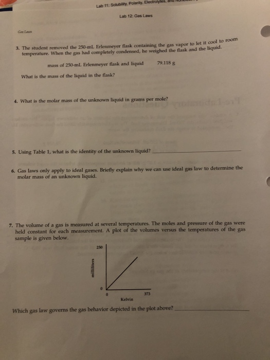 Solved Lab 12 Gas Laws PreLaboratory Questions 1. A