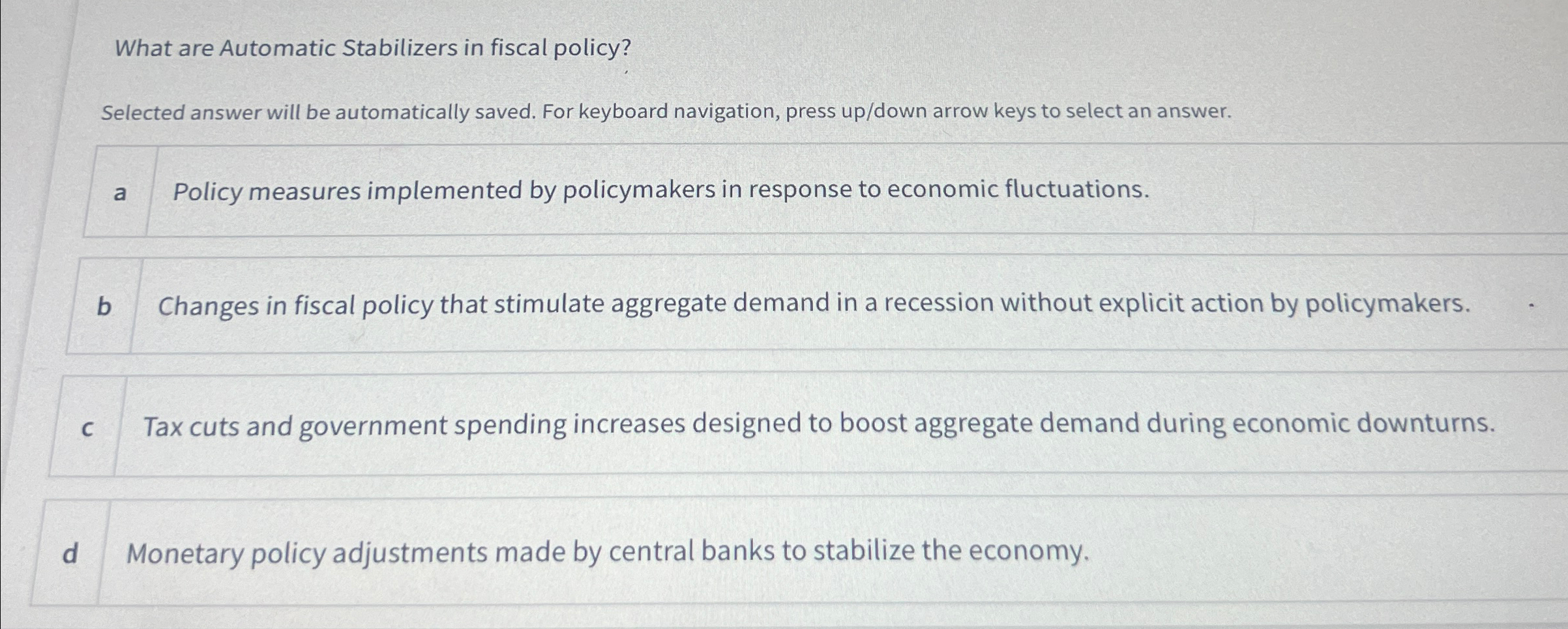 Solved What are Automatic Stabilizers in fiscal