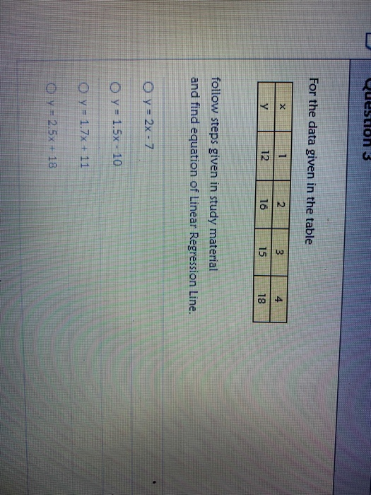 Solved Question 3 For the data given in the table X 1 2 3 4 | Chegg.com