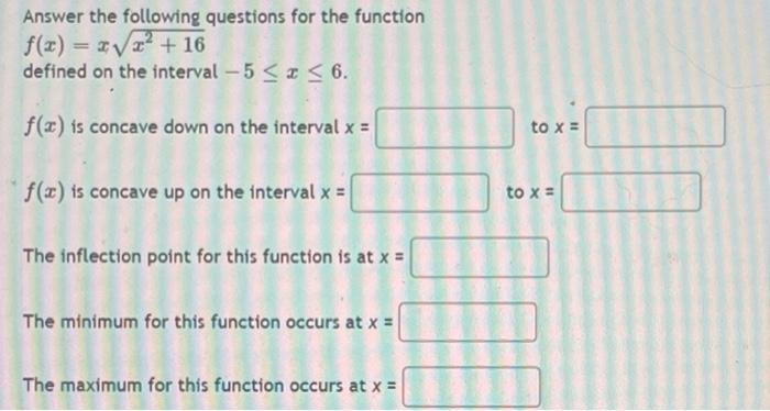 Solved Answer the following questions for the function f(x) | Chegg.com