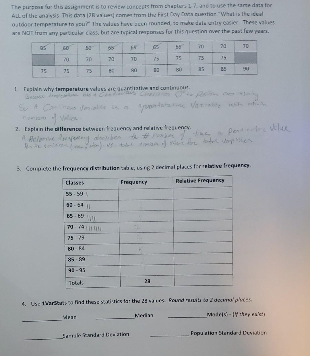 Solved The purpose for this assignment is to review concepts | Chegg.com