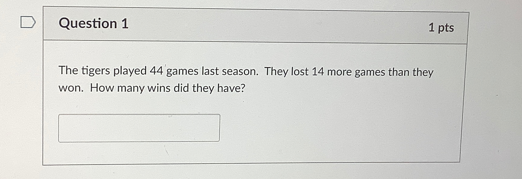 Solved Question 11ptsThe tigers played 44 ﻿games last | Chegg.com