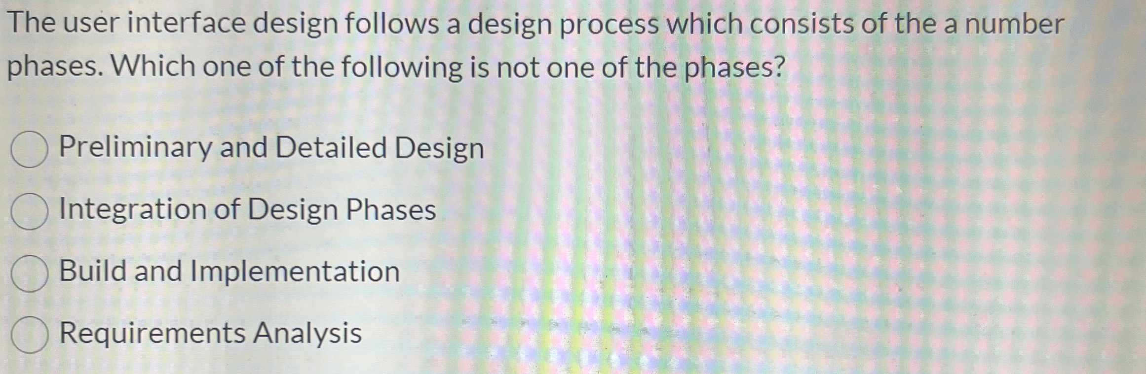 Solved The user interface design follows a design process | Chegg.com