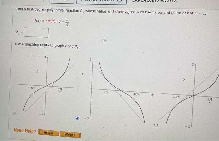 Solved Find a first-degree polynomial function P, whose | Chegg.com