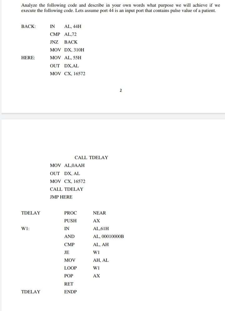 Solved Analyze the following code and describe in your own | Chegg.com