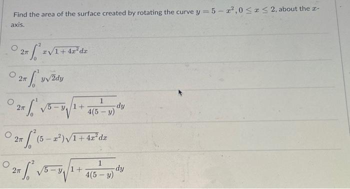 Solved Find the area of the surface created by rotating the | Chegg.com