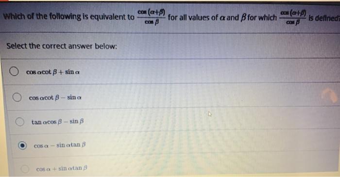 Solved con (a+) Which of the following is equivalent to for | Chegg.com