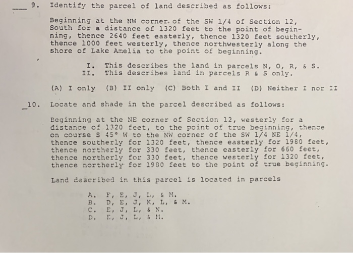Identify The Parcel Of Land Described As Follows Chegg Com