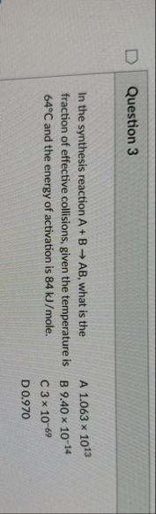 Solved Question 3In the synthesis reaction A B→AB, ﻿what is | Chegg.com