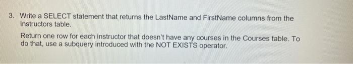 Solved 3. Write a SELECT statement that returns the LastName | Chegg.com