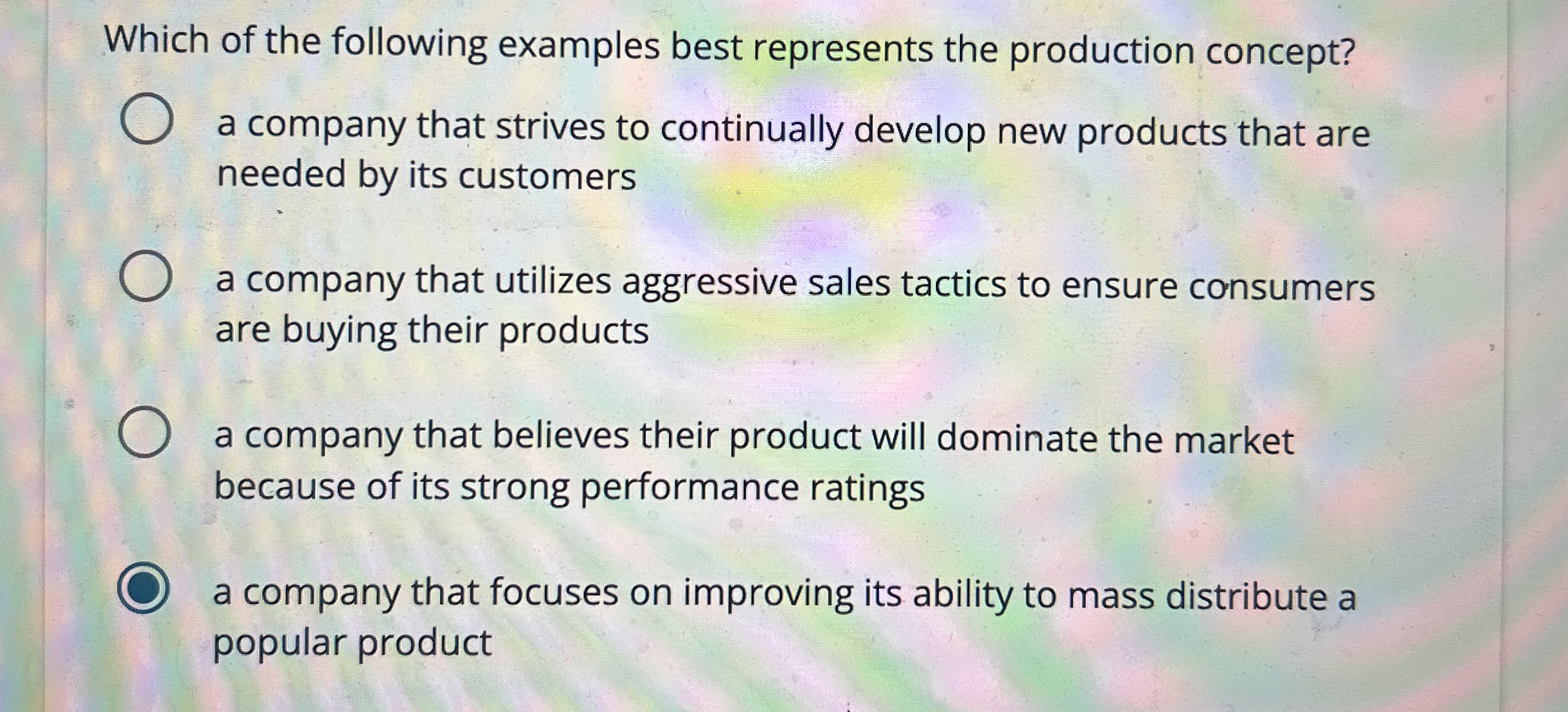 Solved Which of the following examples best represents the | Chegg.com