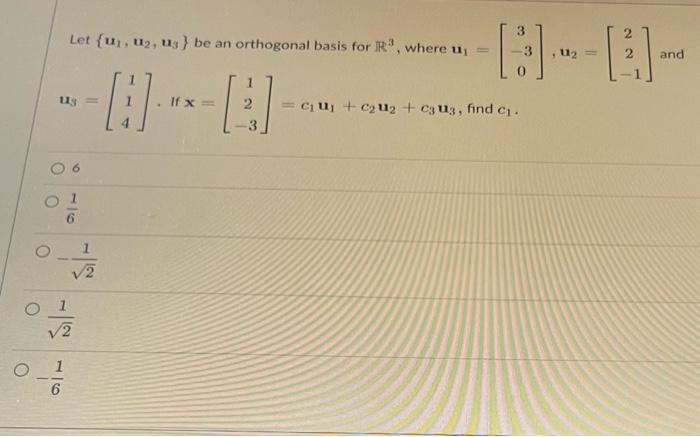 Solved Let U1u2u3 Be An Orthogonal Basis For R3 Where 7176