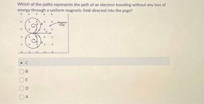 Solved Which of the paths represents the path of an electron | Chegg.com