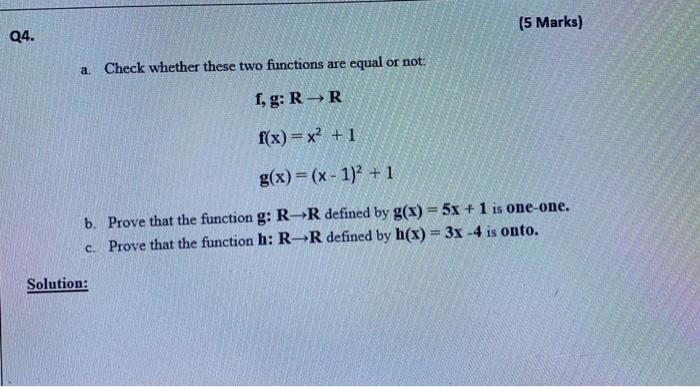 Solved (5 Marks) Q4. a Check whether these two functions are | Chegg.com