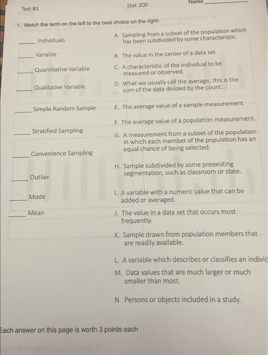 Solved Each answer on this page is worth 3 points each | Chegg.com